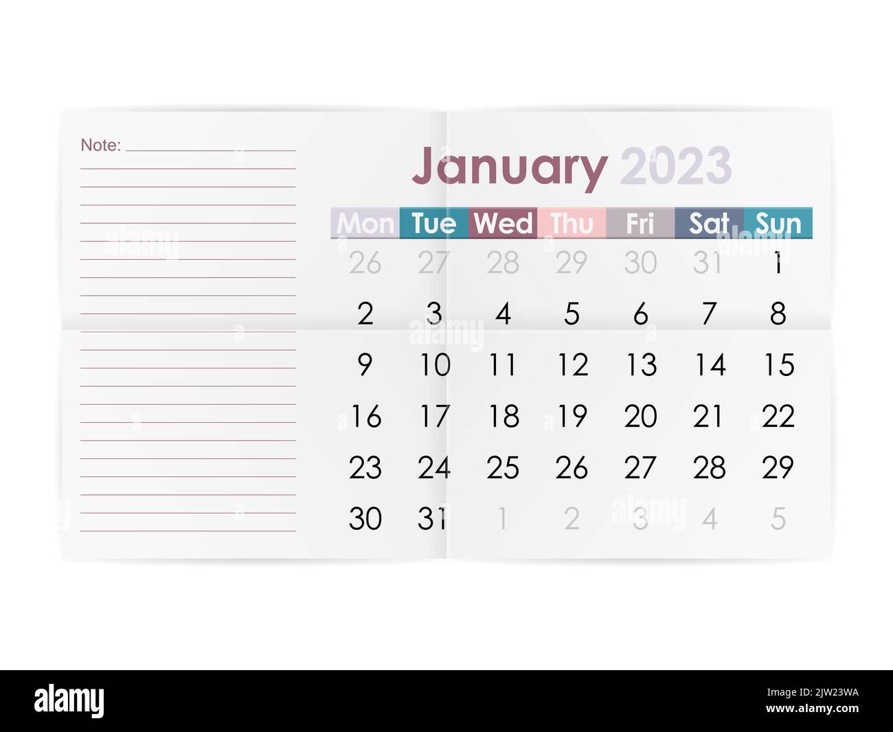 Calendario mensile gennaio 2023 Immagini senza sfondo e Foto Stock ritagliate Alamy