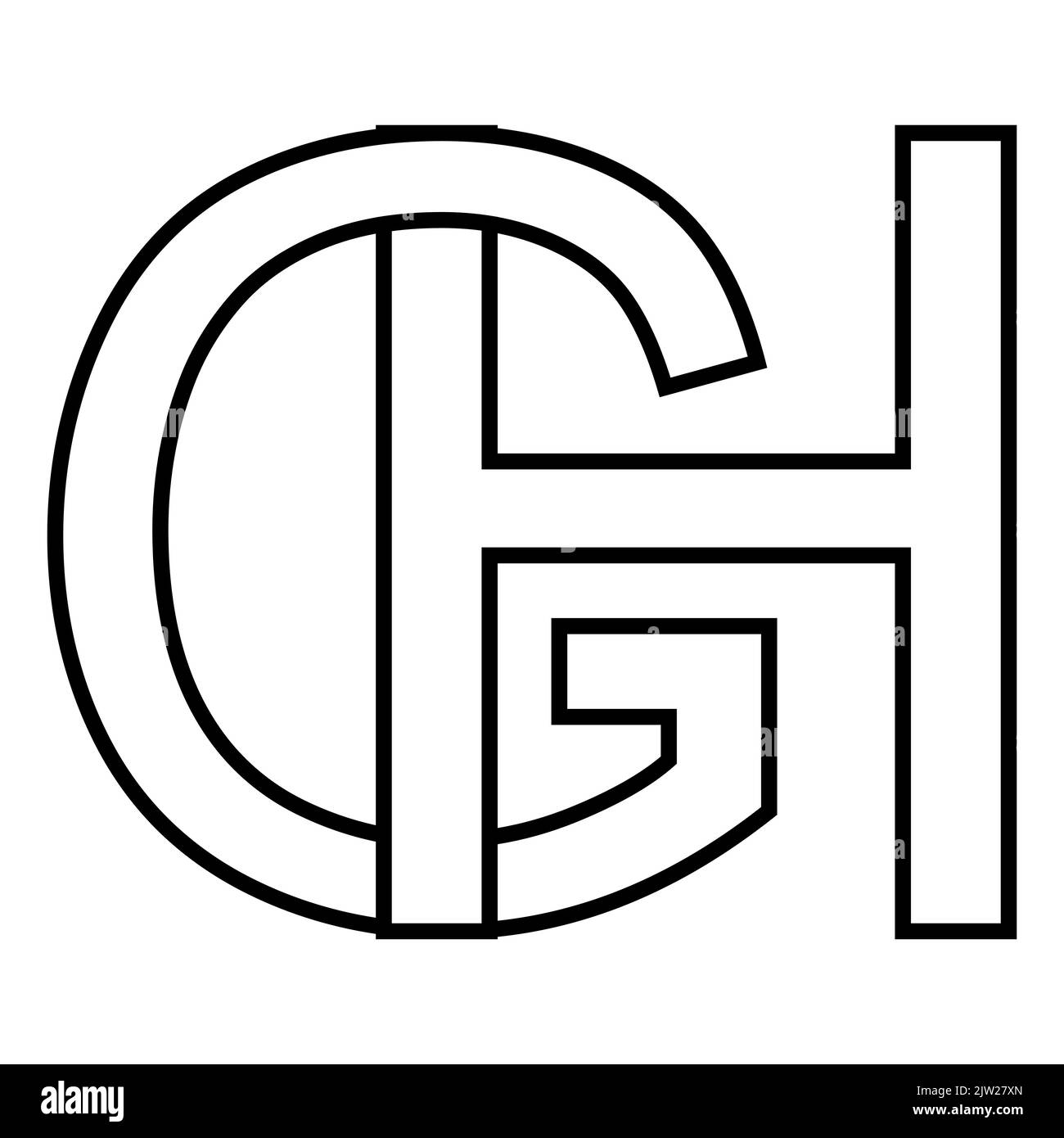 Logo segno gh hg icona nft lettere interlacciate g h Illustrazione Vettoriale