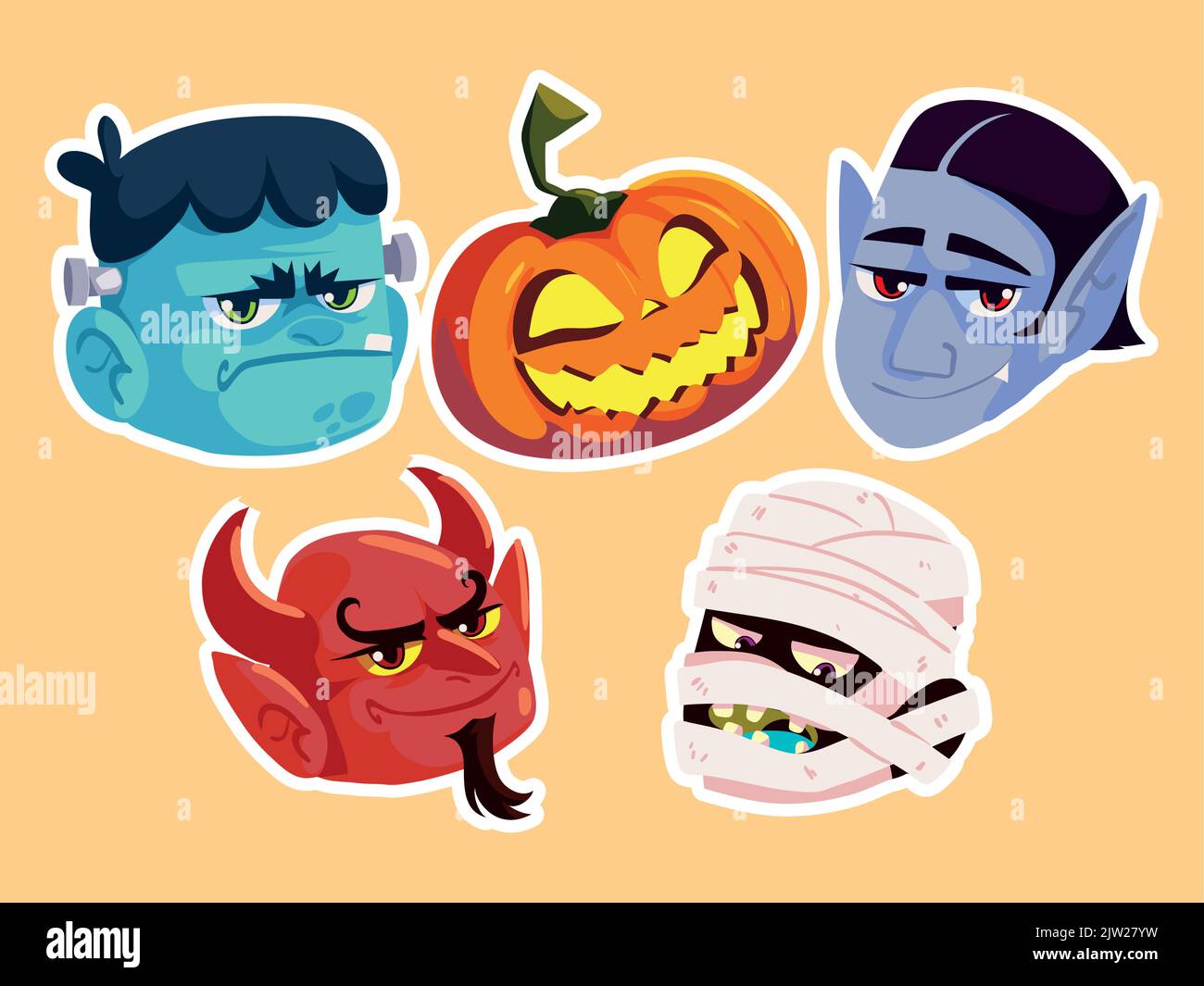 personaggi di halloween volti Illustrazione Vettoriale