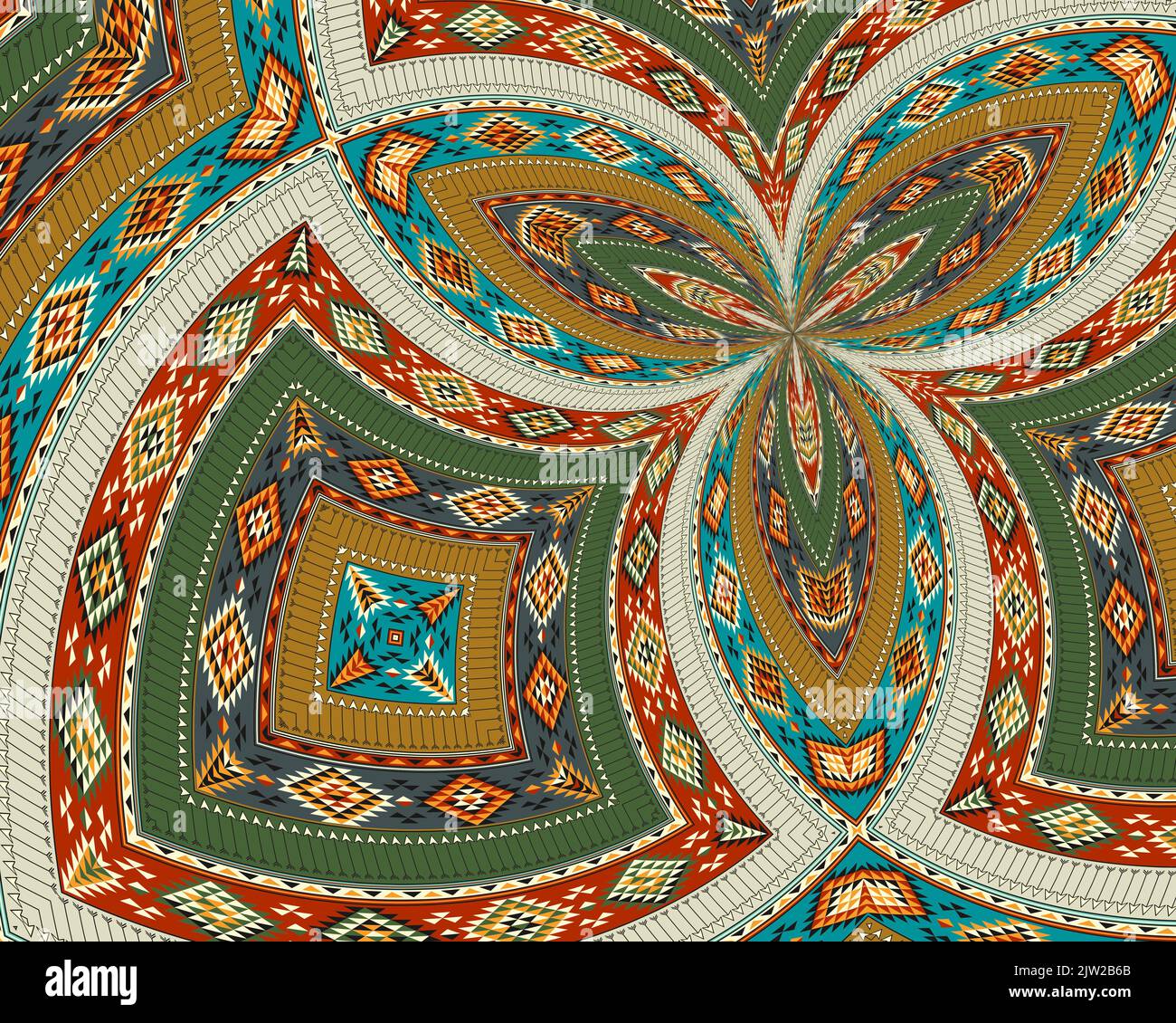 Sfondo decorativo indiano americano, illustrazione vettoriale Foto Stock