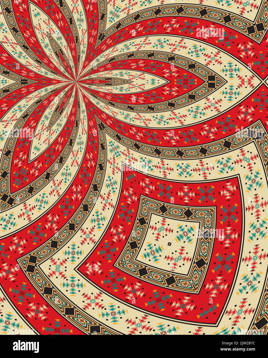 Sfondo decorativo indiano americano, illustrazione vettoriale Foto Stock