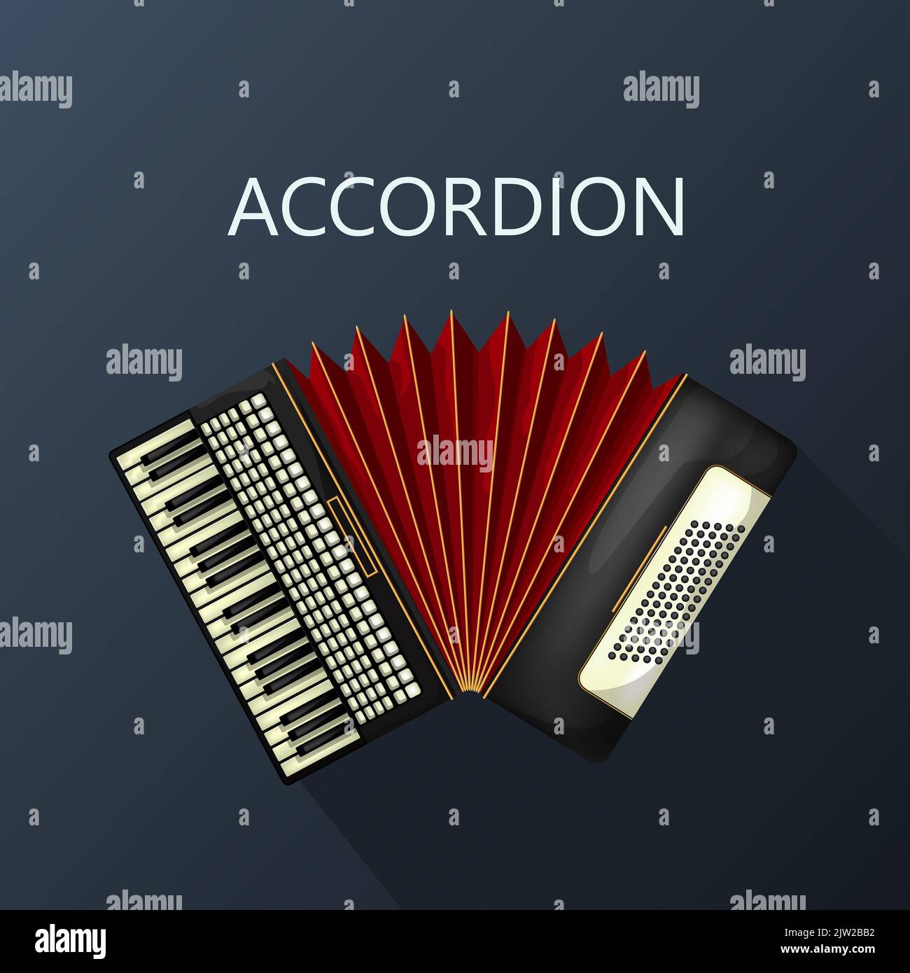 Icona della fisarmonica a colori, illustrazione vettoriale Foto Stock