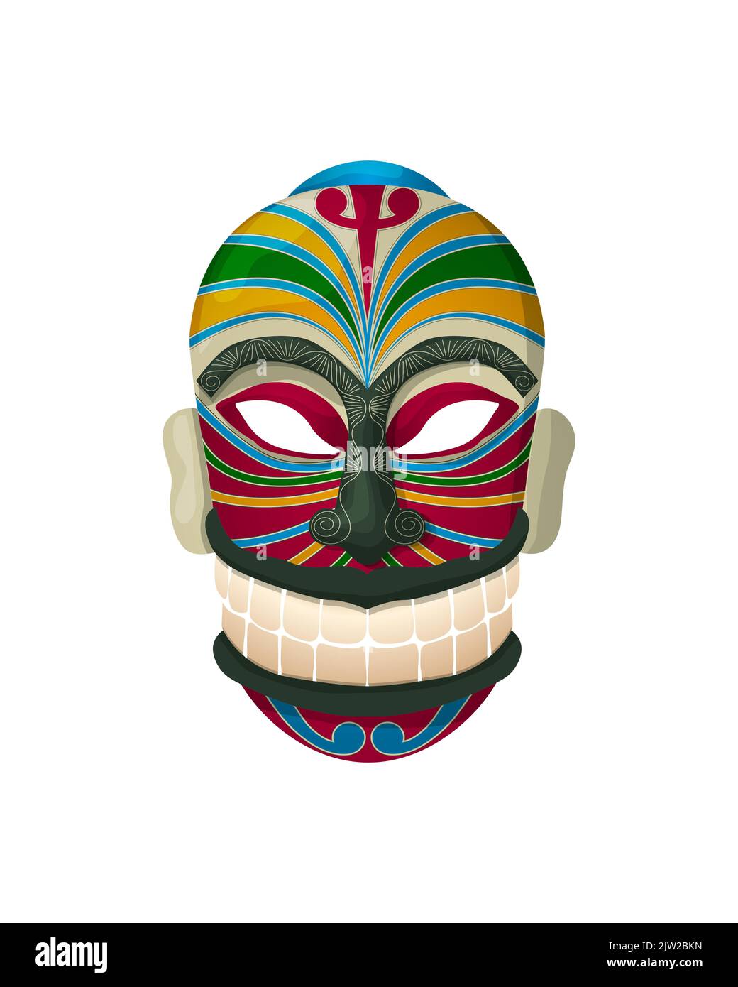 Maschera Maori, oggetto vettoriale isolato su sfondo bianco Foto Stock