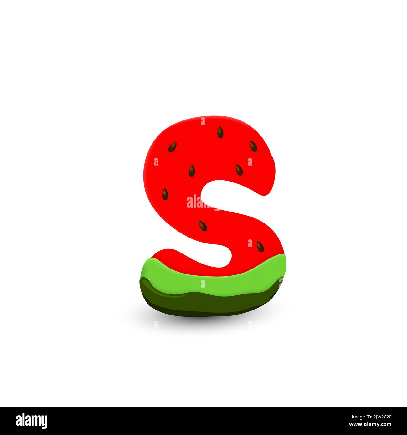 Lettera S di anguria, icona vettoriale 3d su sfondo bianco Foto Stock