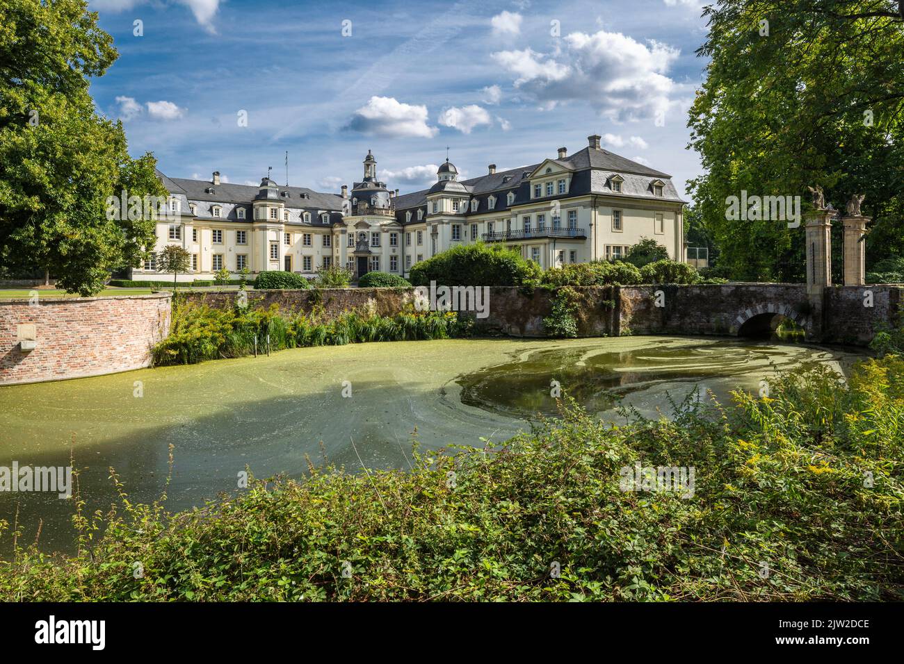Germania, Rosendahl, Baumberge, Westmuensterland, Muensterland, Westfalia, Renania settentrionale-Vestfalia, NRW, Rosendahl-Osterwick, Castello di Varlar, Castello ormeggiato, fossato, ex Stift Varlar, monastero premonstratensiano Foto Stock