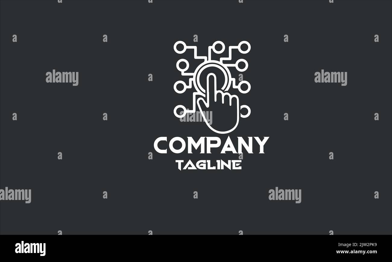 modello di logo digitale a mano minimale Illustrazione Vettoriale