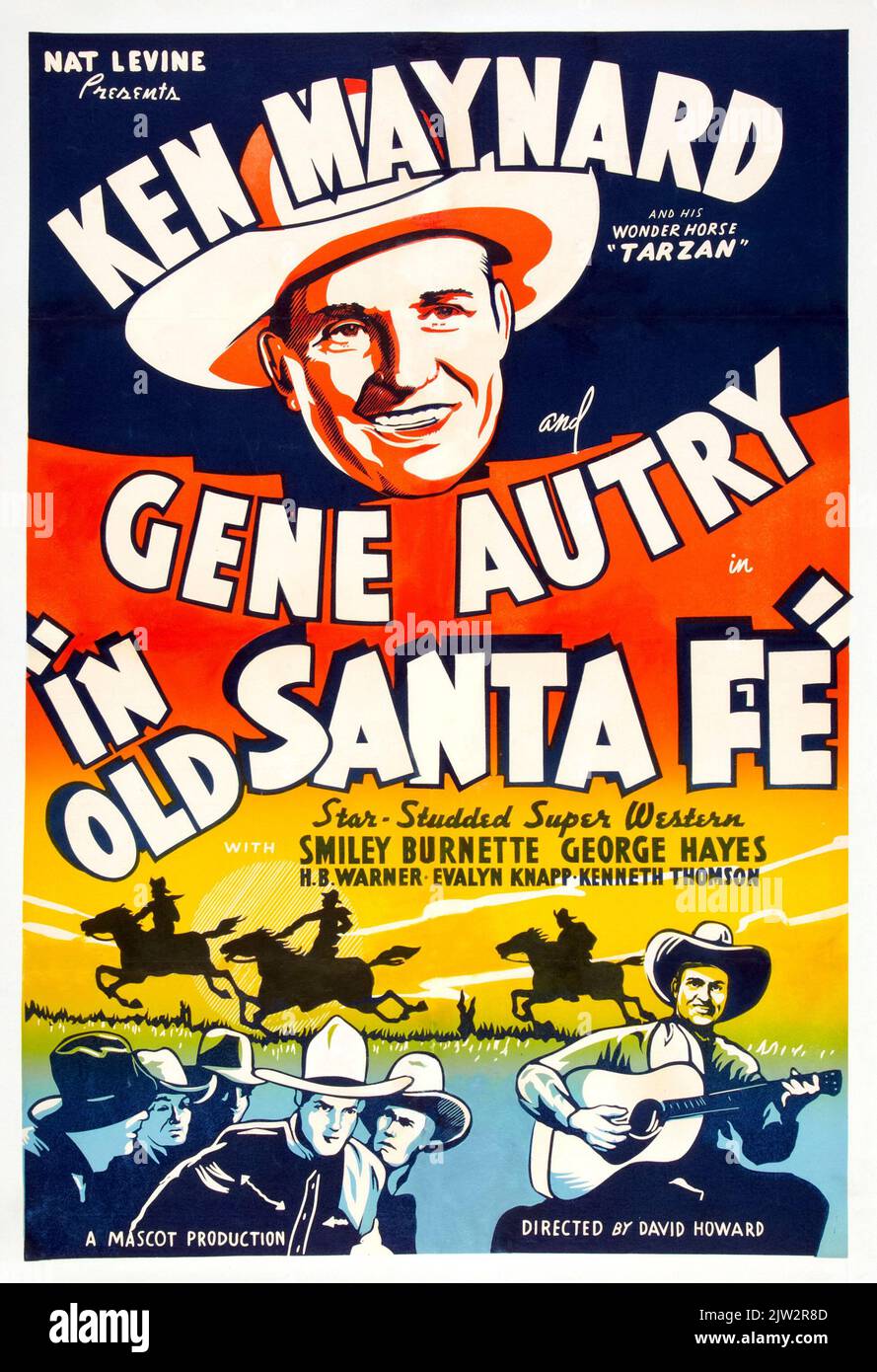 Ken Maynard - in Old Santa Fe (Mascot, R-1940s) Western film - poster di film d'epoca Foto Stock