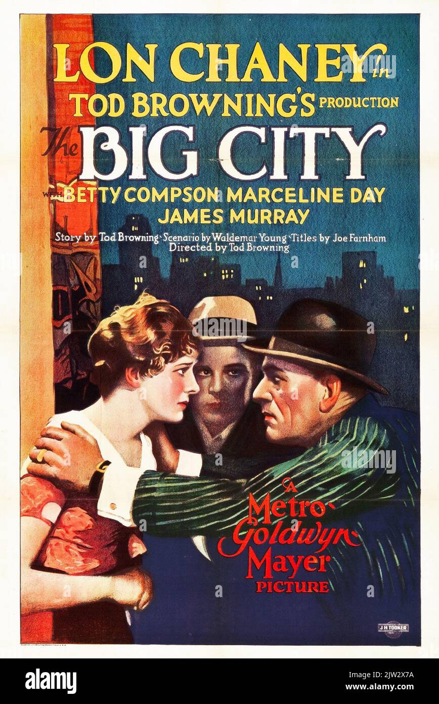 LON Chaney - poster del film Vintage per il film del 1928 The Big City Foto Stock