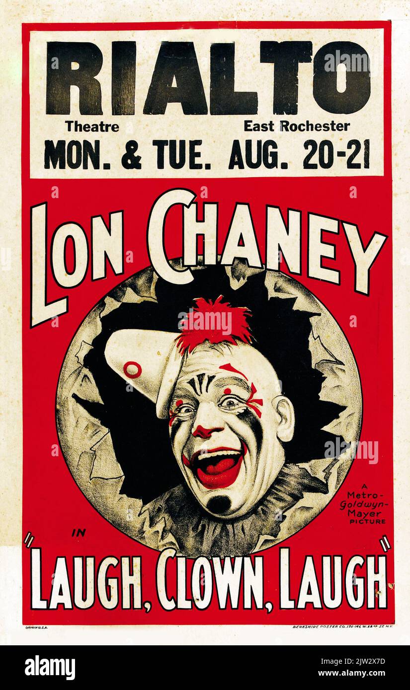 LON Chaney - poster del film d'epoca per il film di dramma americano Laugh, Clown, Laugh (1928) Foto Stock