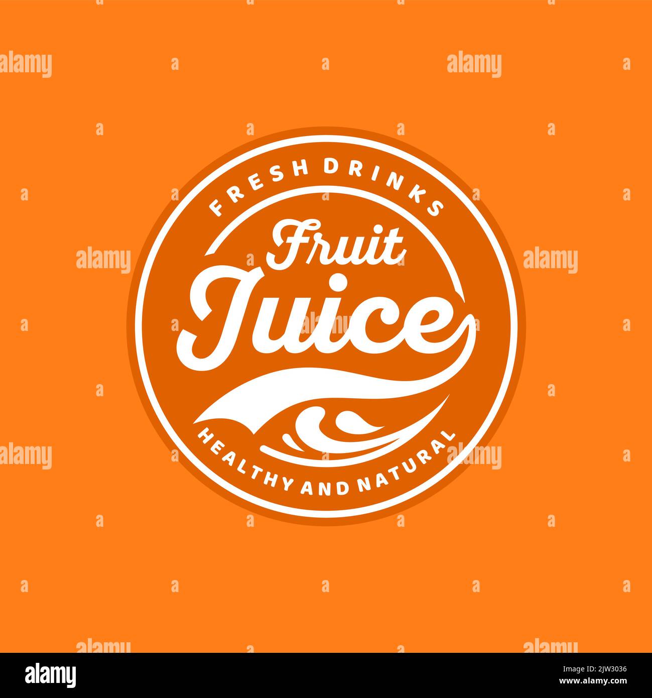Emblema di succo di frutta fresca con logo e design vettoriale Illustrazione Vettoriale