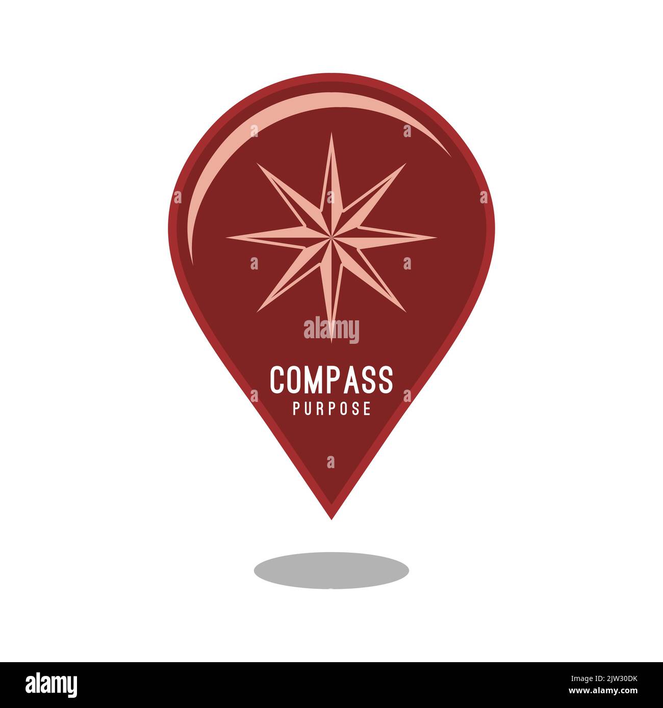 Posiziona il logo della mappa con il disegno vettoriale dell'icona della bussola Illustrazione Vettoriale