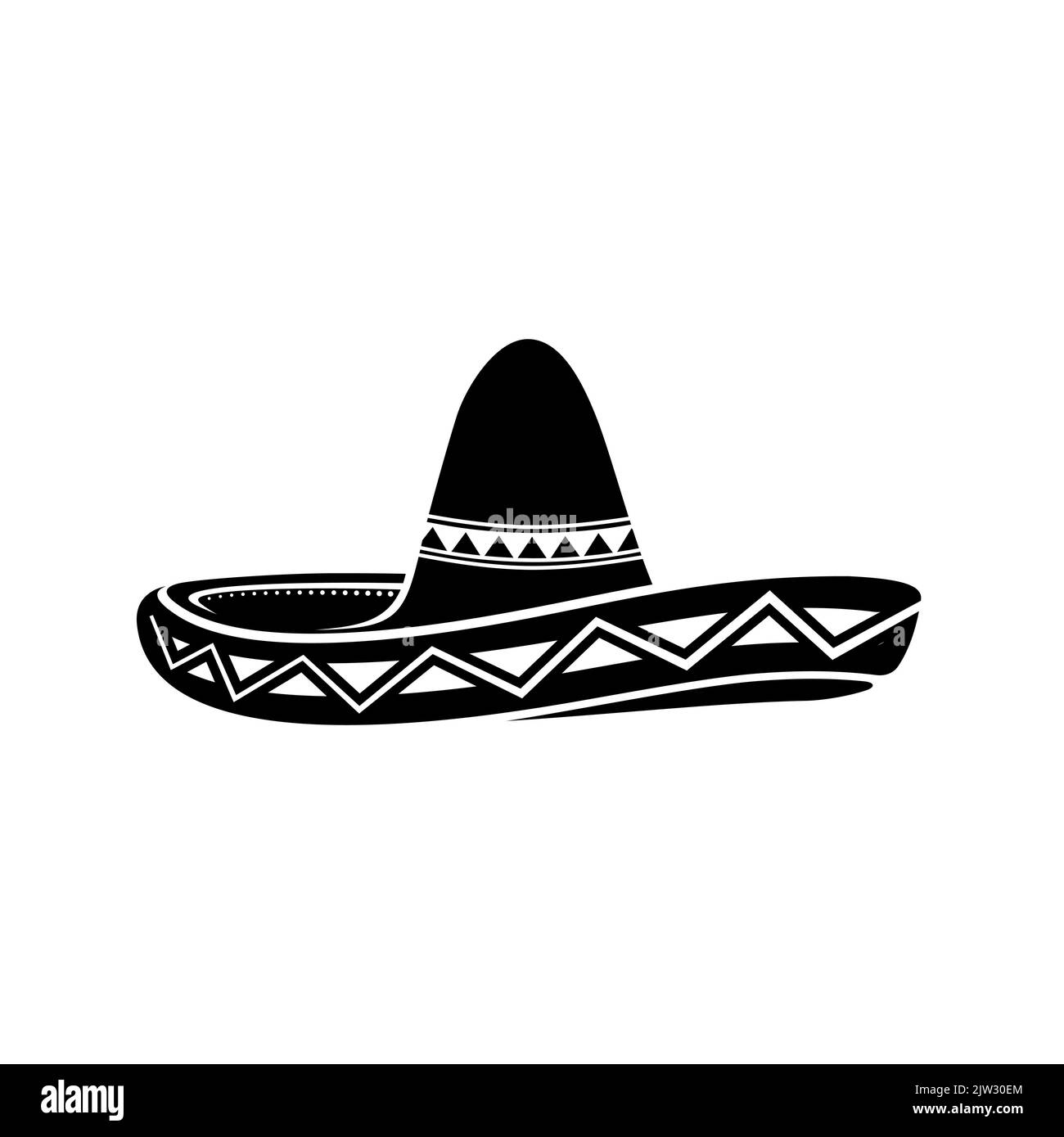 Semplice design messicano Sombrero Hat Vector Illustrazione Vettoriale