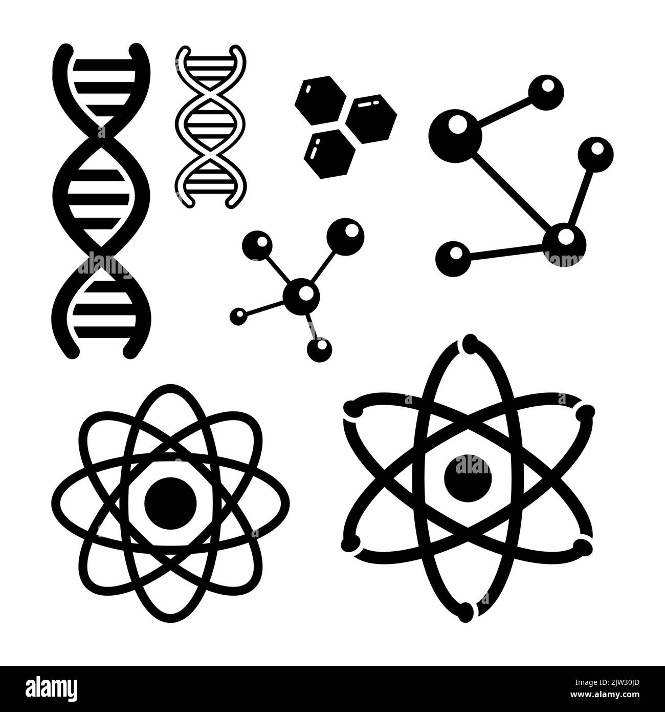 Raccolta vettoriale di Atomic DNA Molecules Set Illustrazione Vettoriale