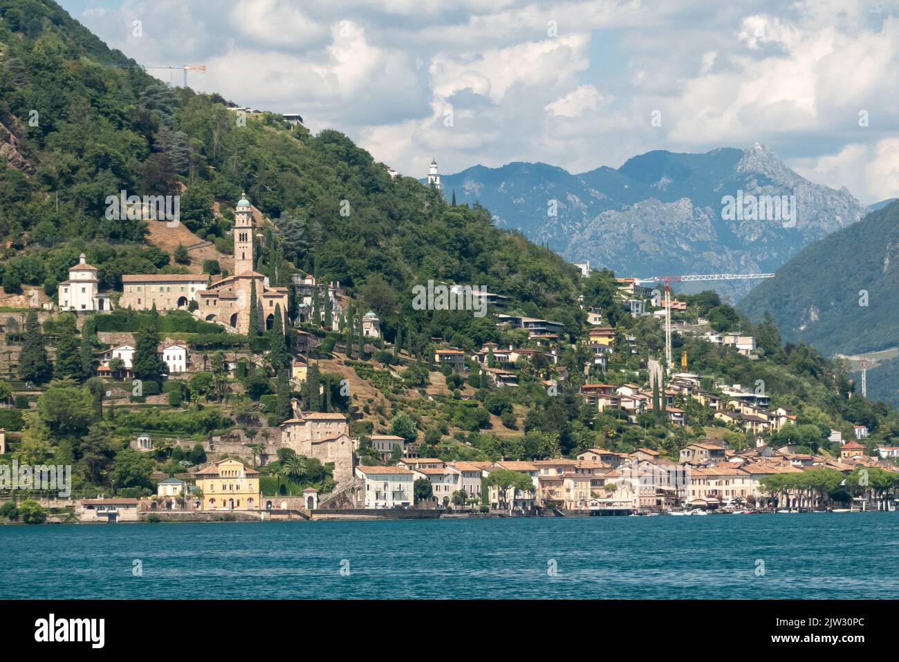 Ticino, Svizzera: Il grazioso villaggio lacustre di Morcote sul Lago di Lugano Foto Stock