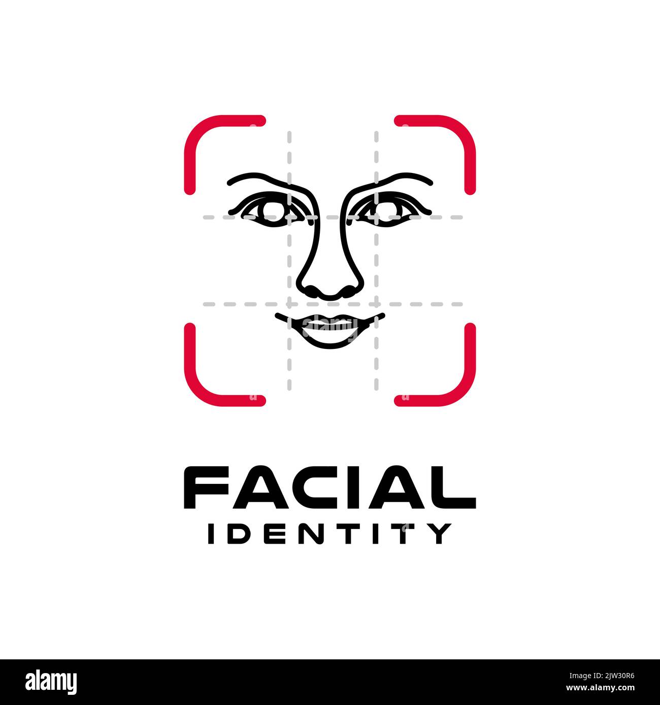 Logo Face Id, riconoscimento dei volti Design vettoriale Illustrazione Vettoriale