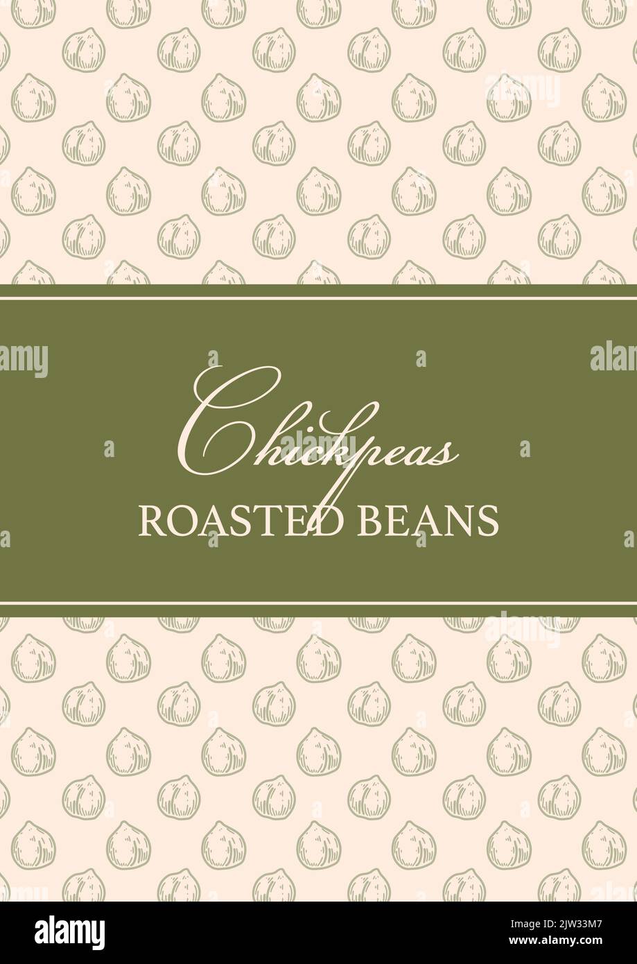 Design di confezionamento di ceci vintage disegnati a mano. Illustrazione vettoriale nello stile di schizzo Illustrazione Vettoriale