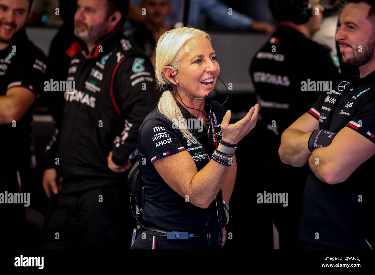 Zandvoort, Paesi Bassi. 03rd Set, 2022. ZANDVOORT, PAESI BASSI - SETTEMBRE 3: Angela Cullen di Nuova Zelanda e Mercedes durante la pratica finale in vista del Gran Premio di Formula 1 olandese a Cicuit Zandvoort il 3 settembre 2022 a Zandvoort, Paesi Bassi (Foto di Marcel ter Bals/Orange Pictures) Credit: Orange Pics BV/Alamy Live News Foto Stock