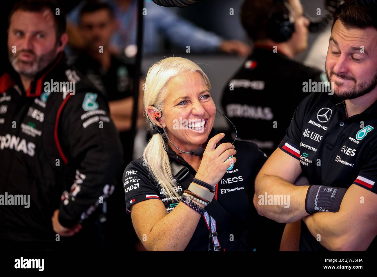 Zandvoort, Paesi Bassi. 03rd Set, 2022. ZANDVOORT, PAESI BASSI - SETTEMBRE 3: Angela Cullen di Nuova Zelanda e Mercedes durante la pratica finale in vista del Gran Premio di Formula 1 olandese a Cicuit Zandvoort il 3 settembre 2022 a Zandvoort, Paesi Bassi (Foto di Marcel ter Bals/Orange Pictures) Credit: Orange Pics BV/Alamy Live News Foto Stock