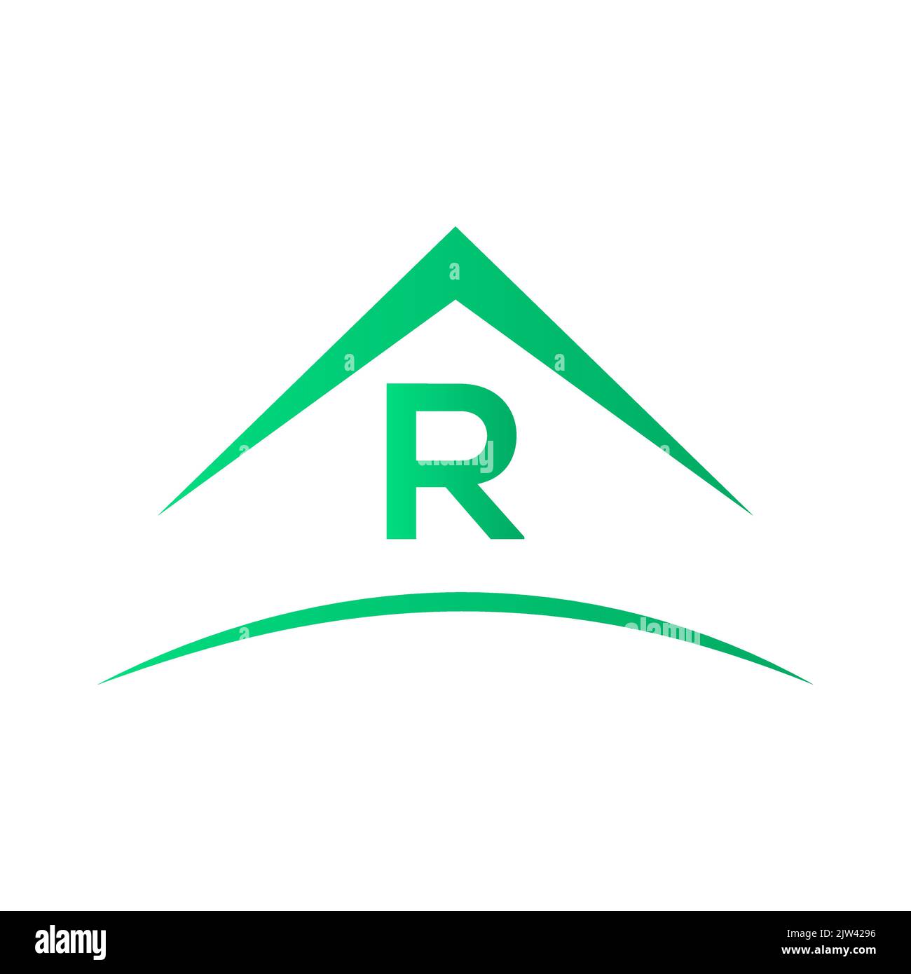 Logo R con tetto casa immobiliare, dima. Victor Illustrazione Vettoriale