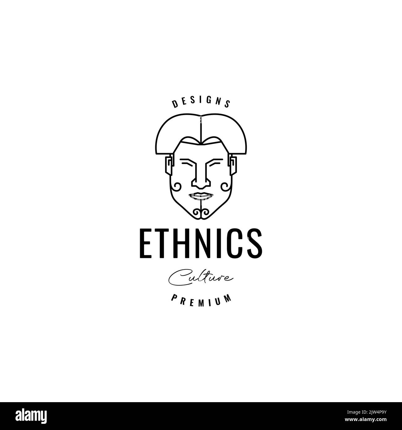 faccia giovane uomo etnico cultura rurale logo design Illustrazione Vettoriale