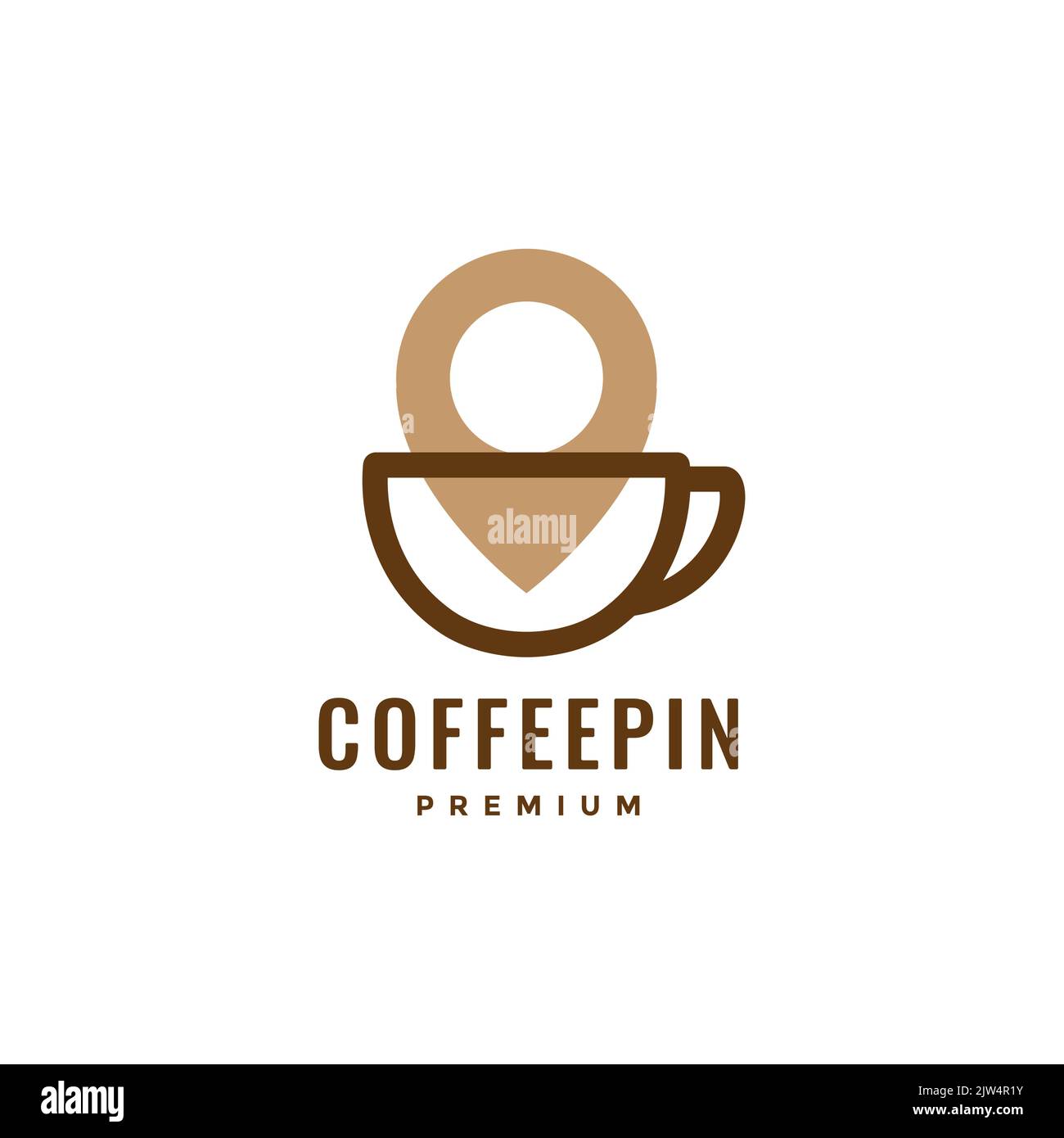 tazza di caffè con logo con mappa puntina Illustrazione Vettoriale