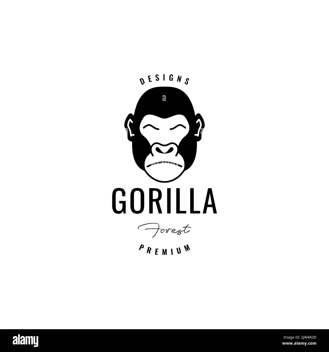 viso gorilla relax logo design Illustrazione Vettoriale