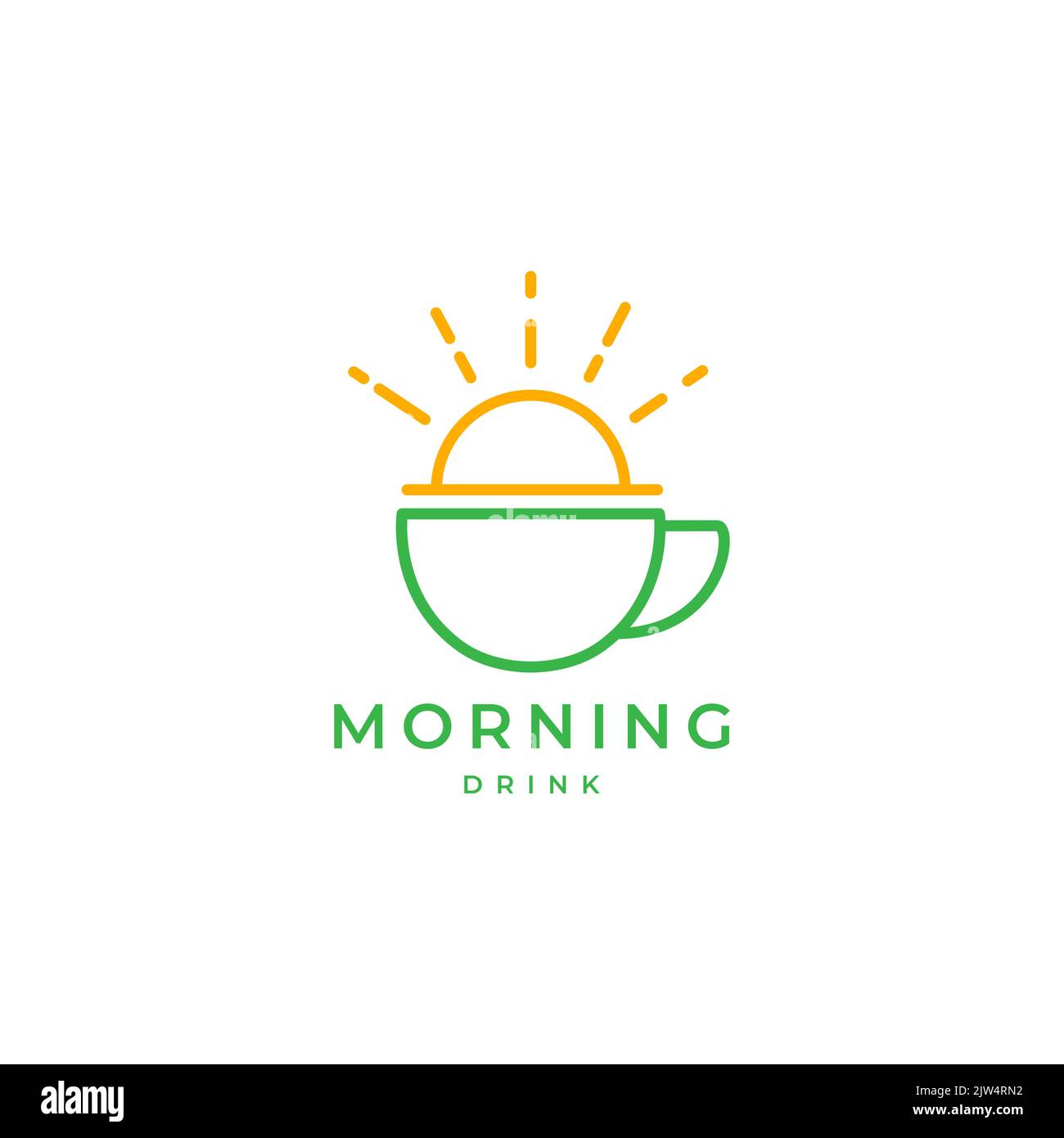 tazza con logo sunrise luminoso Illustrazione Vettoriale