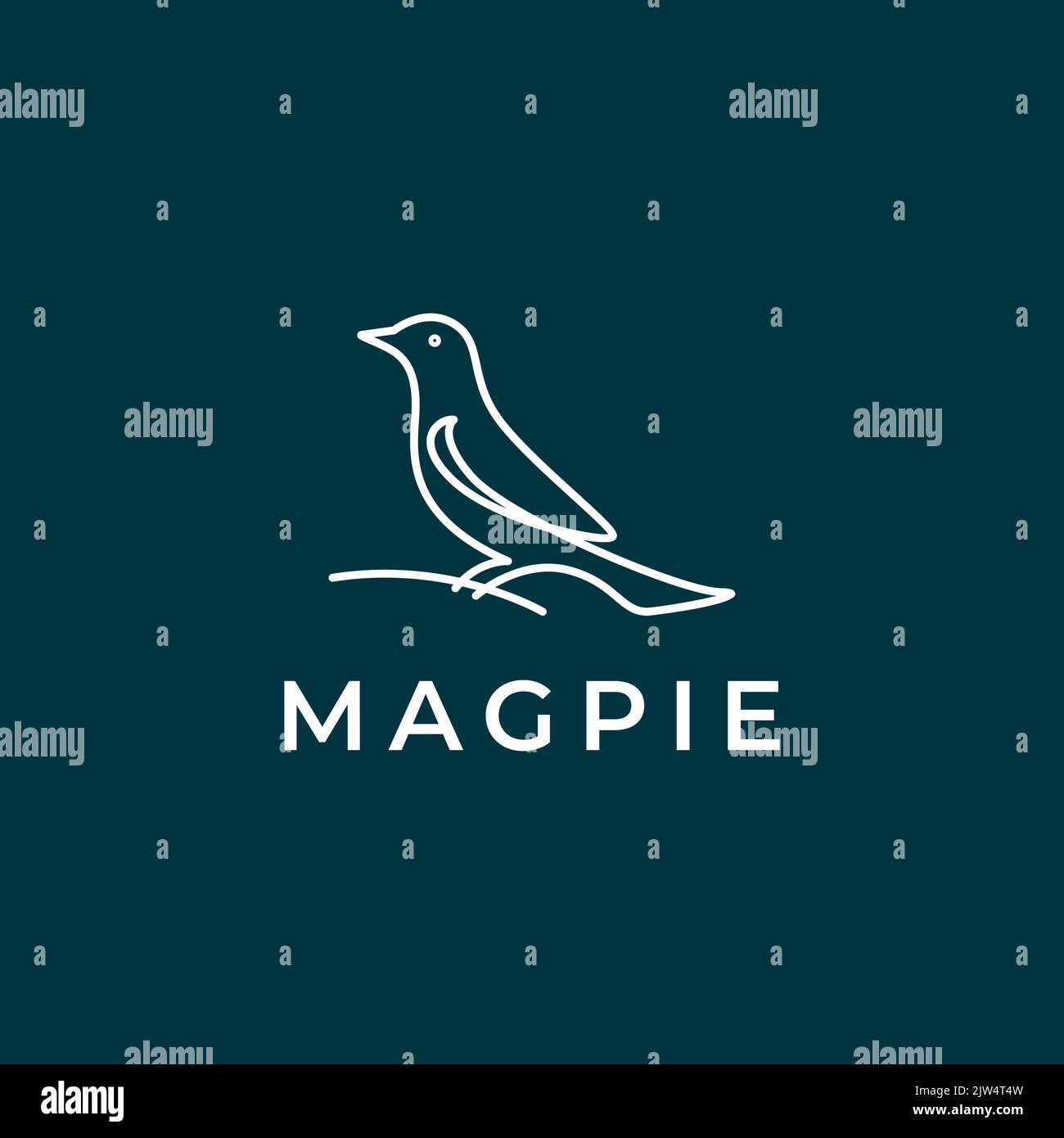 design minimal d'arte magpie bird logo Illustrazione Vettoriale