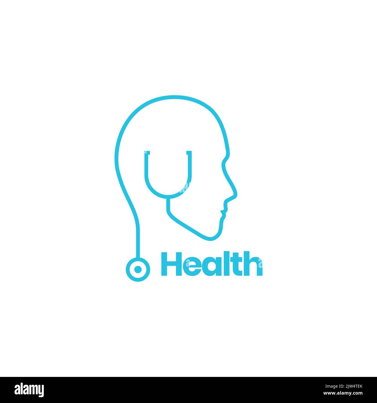 testa umana con logo minimalista stetoscopio Illustrazione Vettoriale