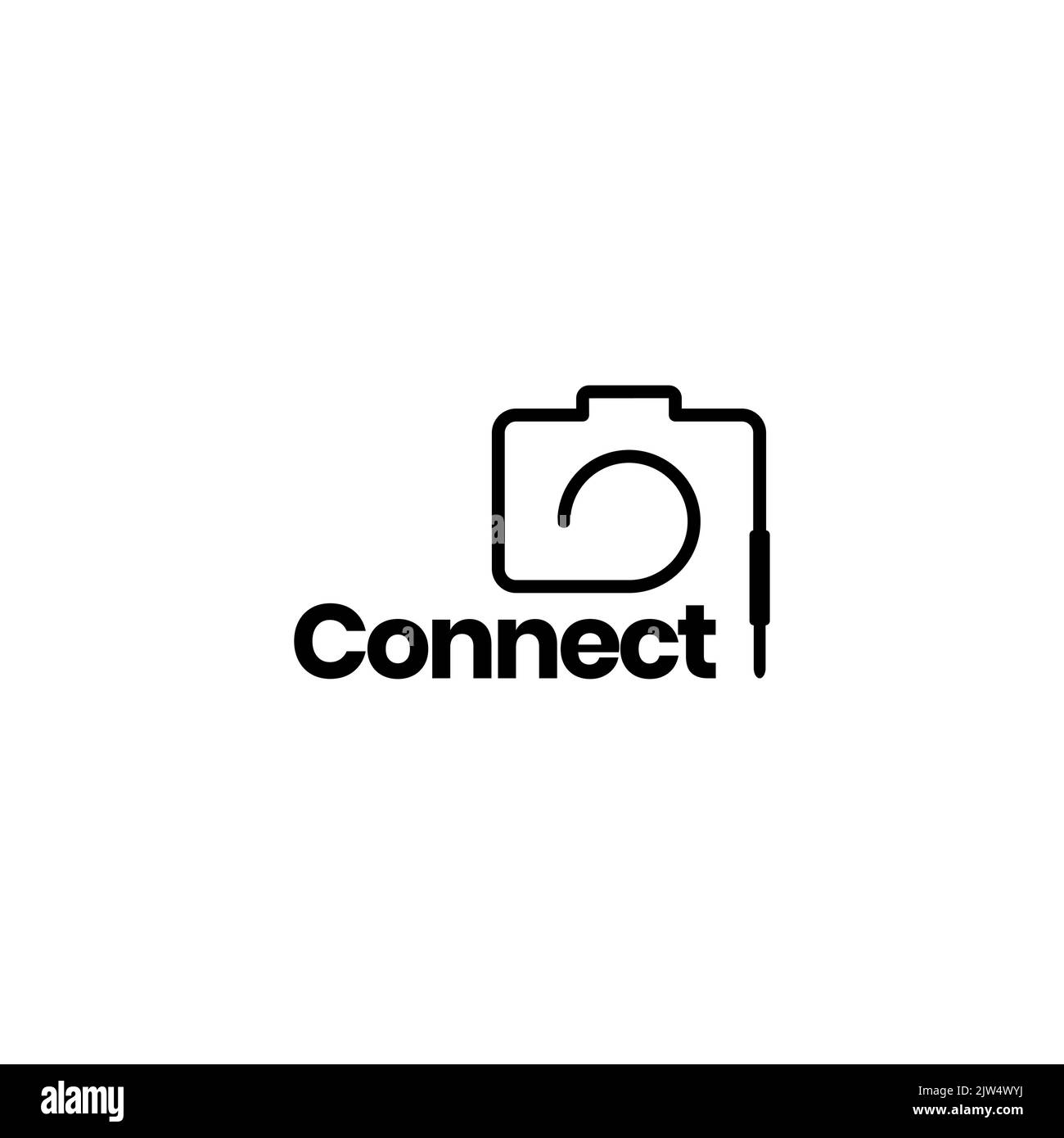 collegare il design del logo della videocamera via cavo Illustrazione Vettoriale