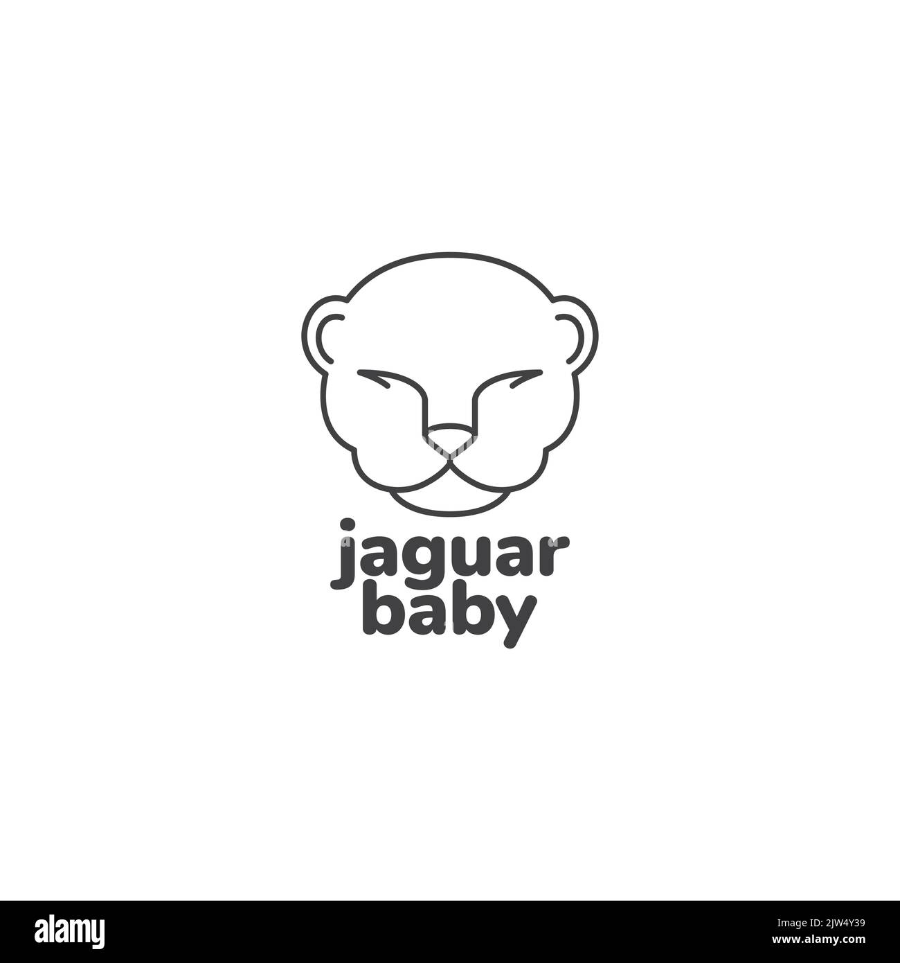 design del logo jaguar per il viso del bambino Illustrazione Vettoriale