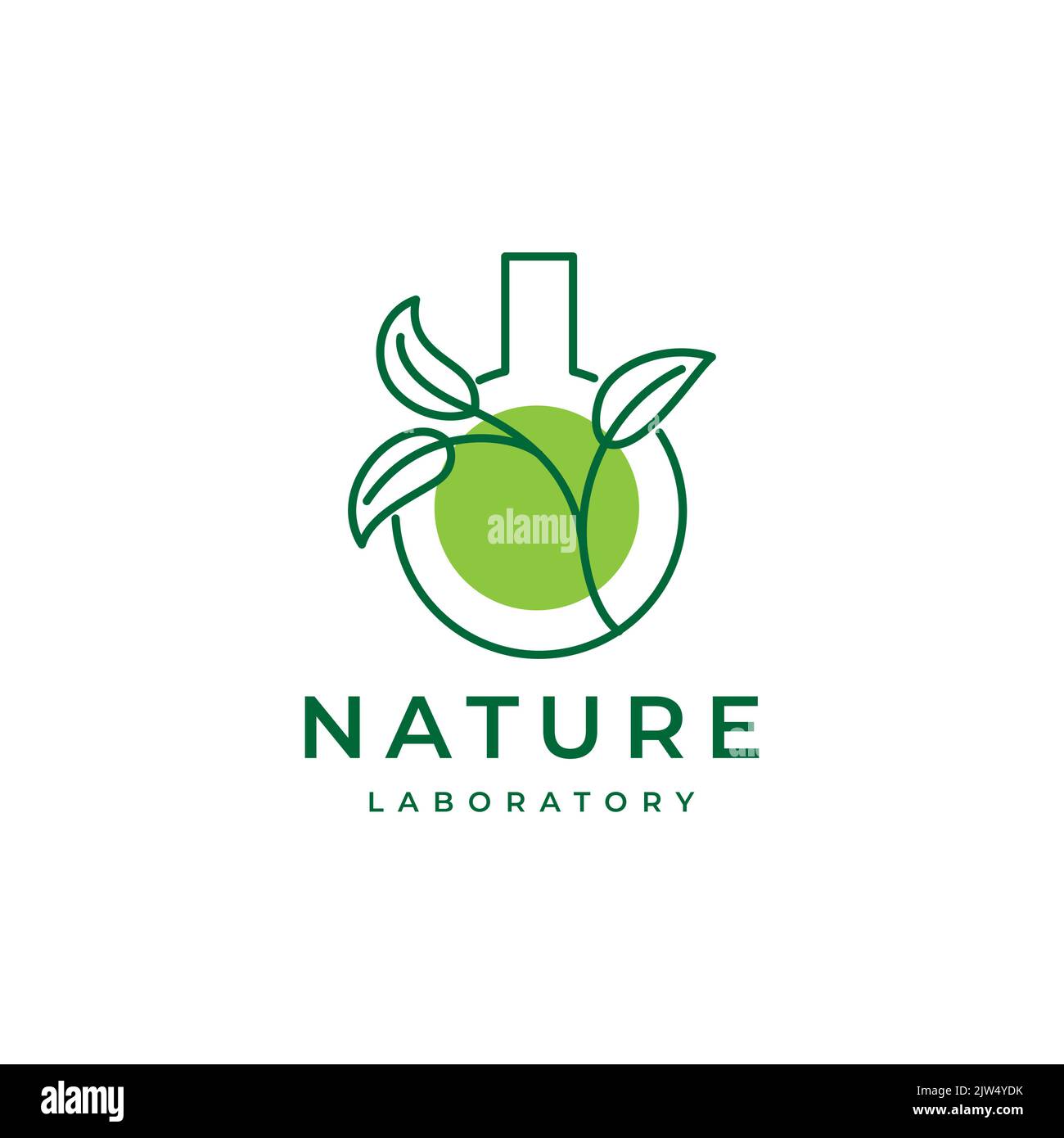 vetro da laboratorio con logo leaves Illustrazione Vettoriale