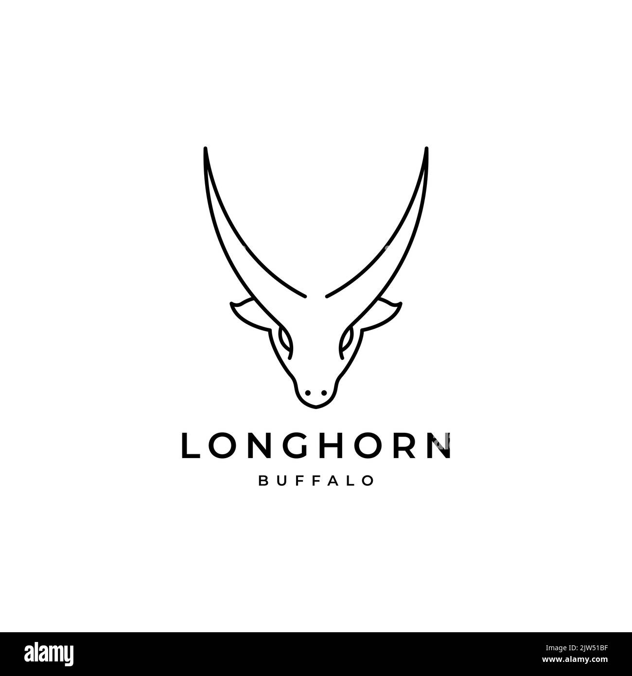 design minimal logo con corna lunga del cervo Illustrazione Vettoriale