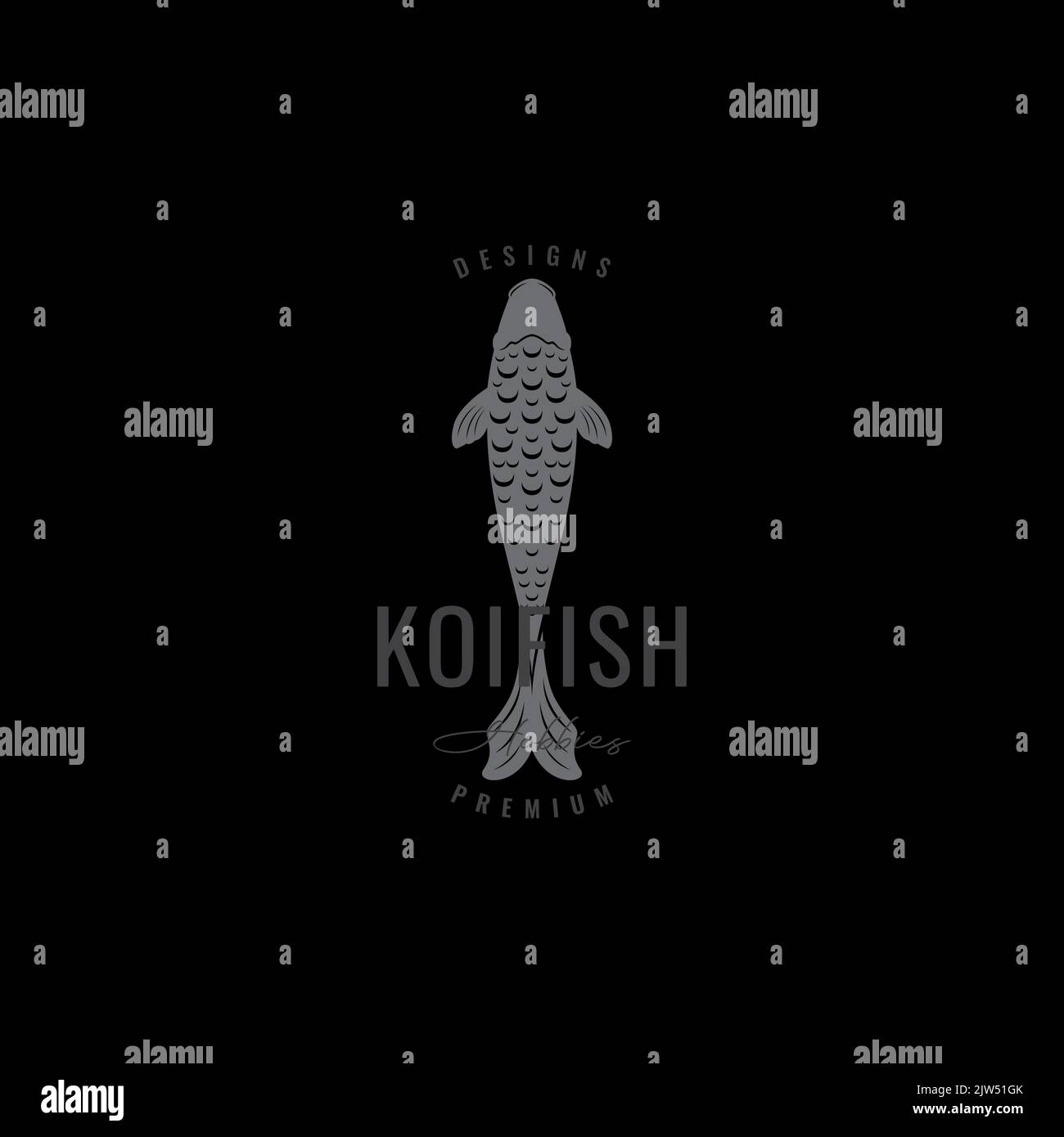 logo grigio koi fish Illustrazione Vettoriale