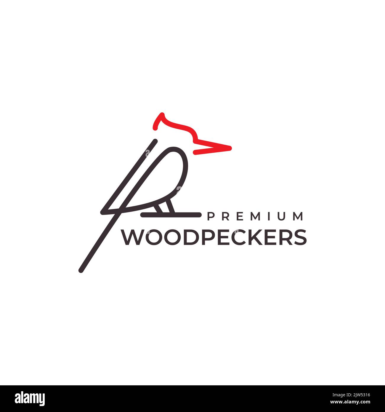 linea d'arte woodpecker logo design vettoriale Illustrazione Vettoriale