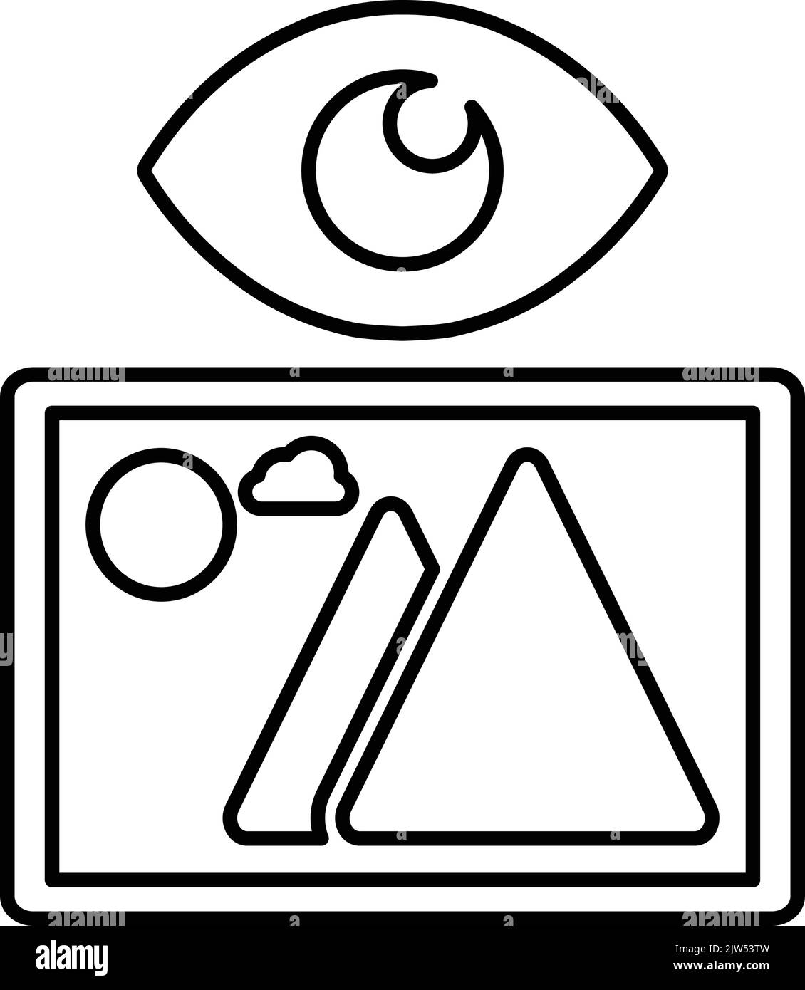 Orizzontale, galleria, immagine, icona di visualizzazione - file EPS vettoriale. Ideale per supporti di stampa, Web, immagini di magazzino, uso commerciale o qualsiasi tipo di progetto di progettazione. Illustrazione Vettoriale