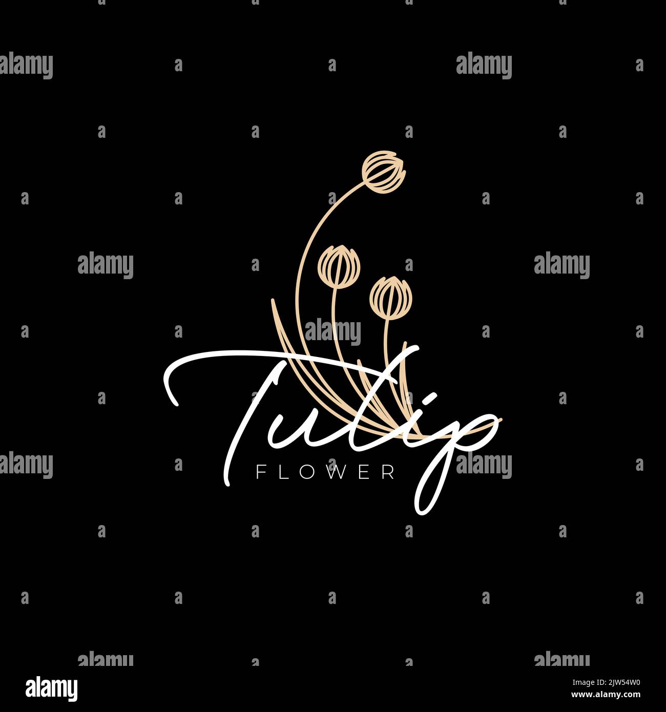 tulip flower lines art logo design Illustrazione Vettoriale