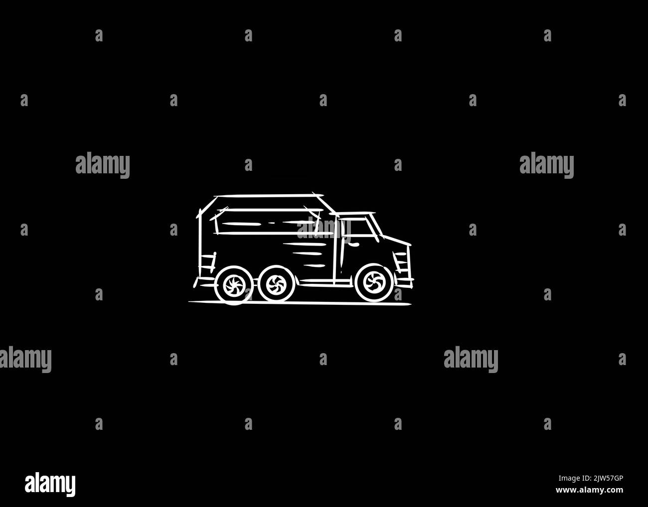disegno vettoriale per auto antincendio in bianco e nero Foto Stock