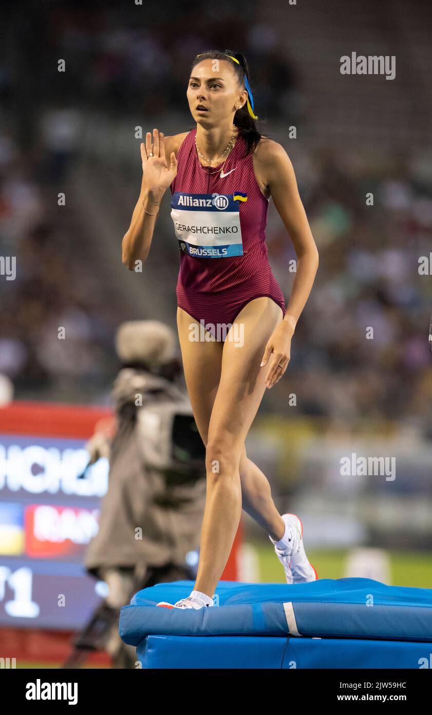 Iryna Gerashchenko, Ucraina, si è sfidata nell'alto salto femminile al Memoriale Allianz Van Damme 2022, parte della serie Diamond League 2022 al Kin Foto Stock