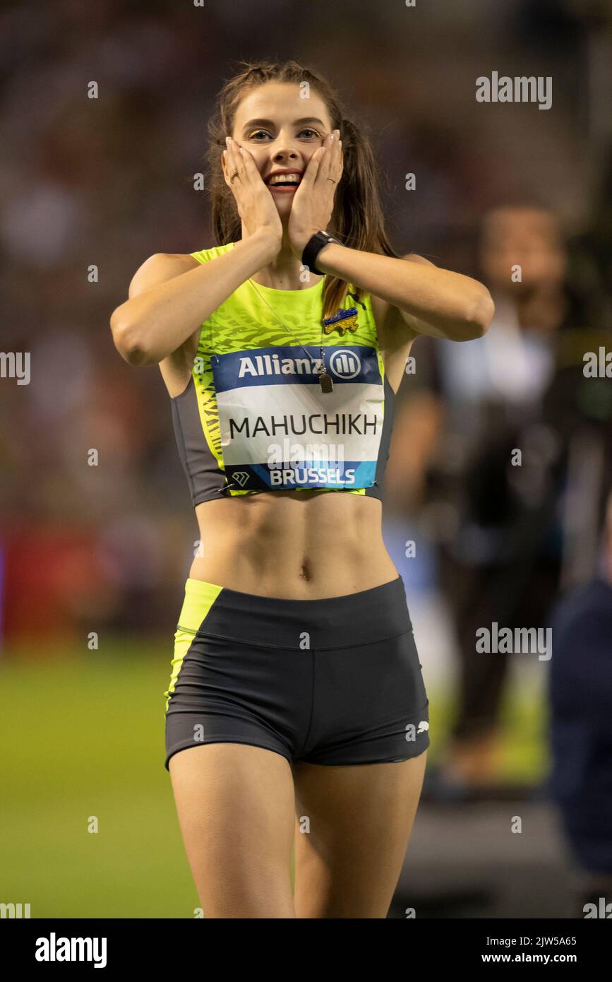 Yaroslava Mahuchikh, Ucraina, si è sfidato nel salto di qualità femminile al Memoriale Allianz Van Damme 2022, parte della serie Diamond League 2022 al Ki Foto Stock