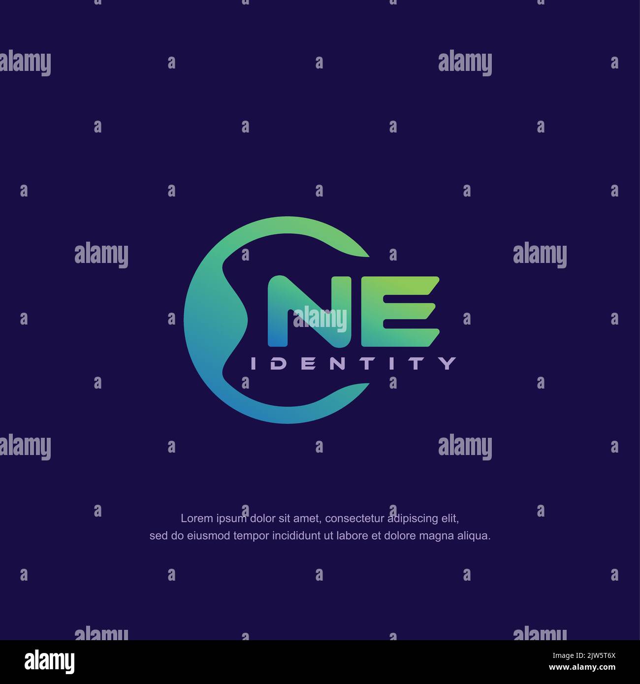 Ne vettore modello logo linea circolare lettera iniziale con colore sfumato Illustrazione Vettoriale
