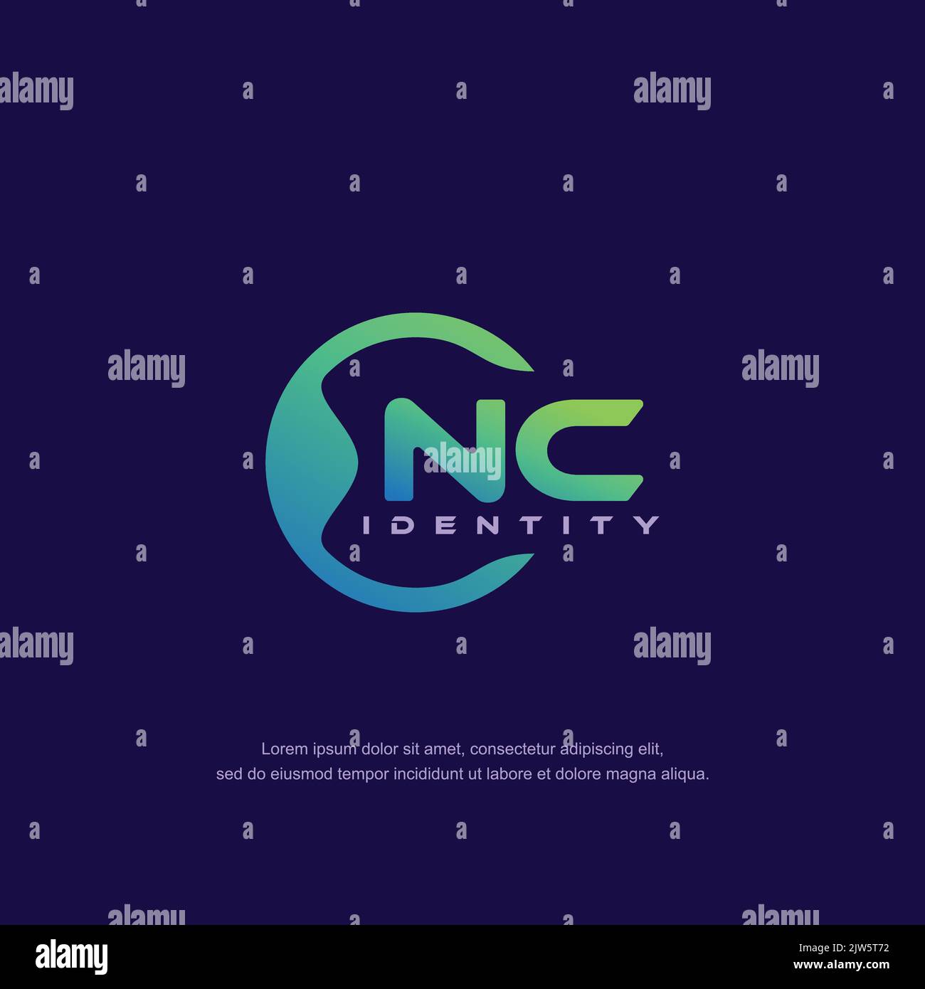 NC vettore modello logo linea circolare lettera iniziale con colore sfumato Illustrazione Vettoriale
