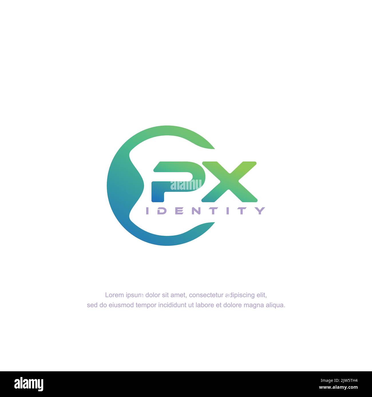 PX vettore modello logo linea circolare lettera iniziale con colore sfumato Illustrazione Vettoriale
