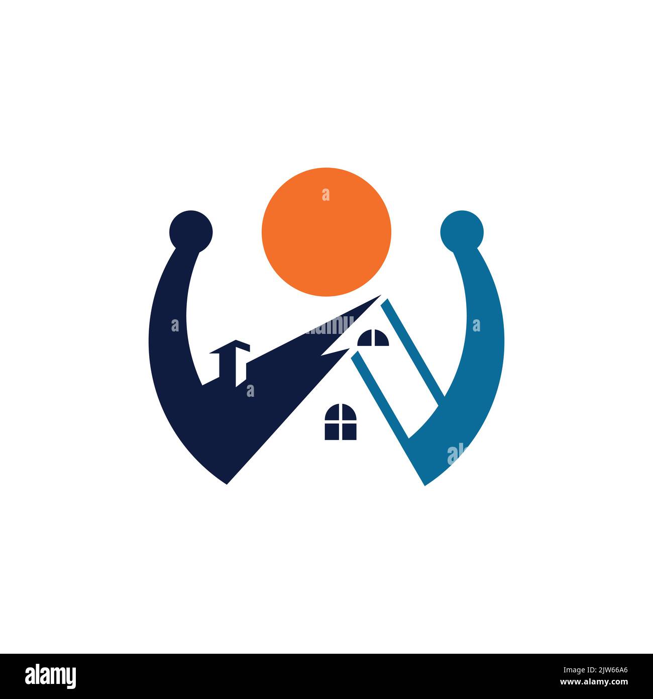 Lettera W home logo residenza icona grafica vettoriale Illustrazione Vettoriale