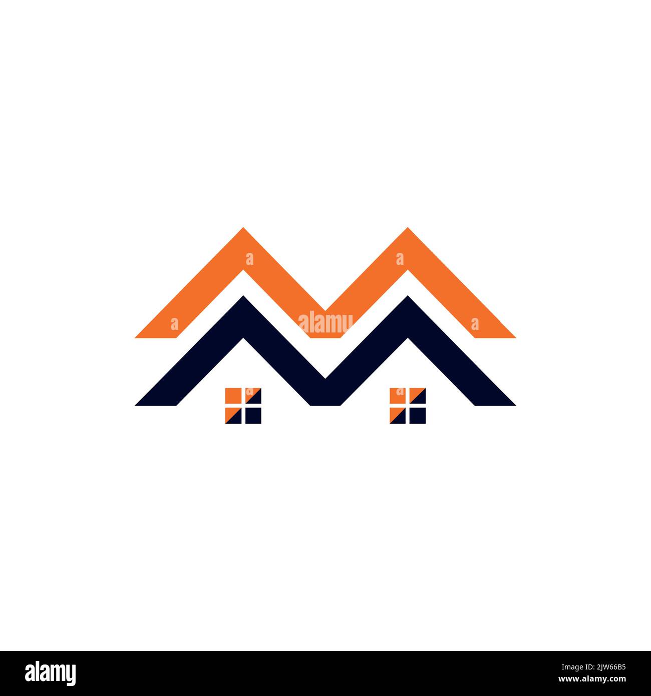 Lettera M M home logo icona grafica vettoriale Illustrazione Vettoriale