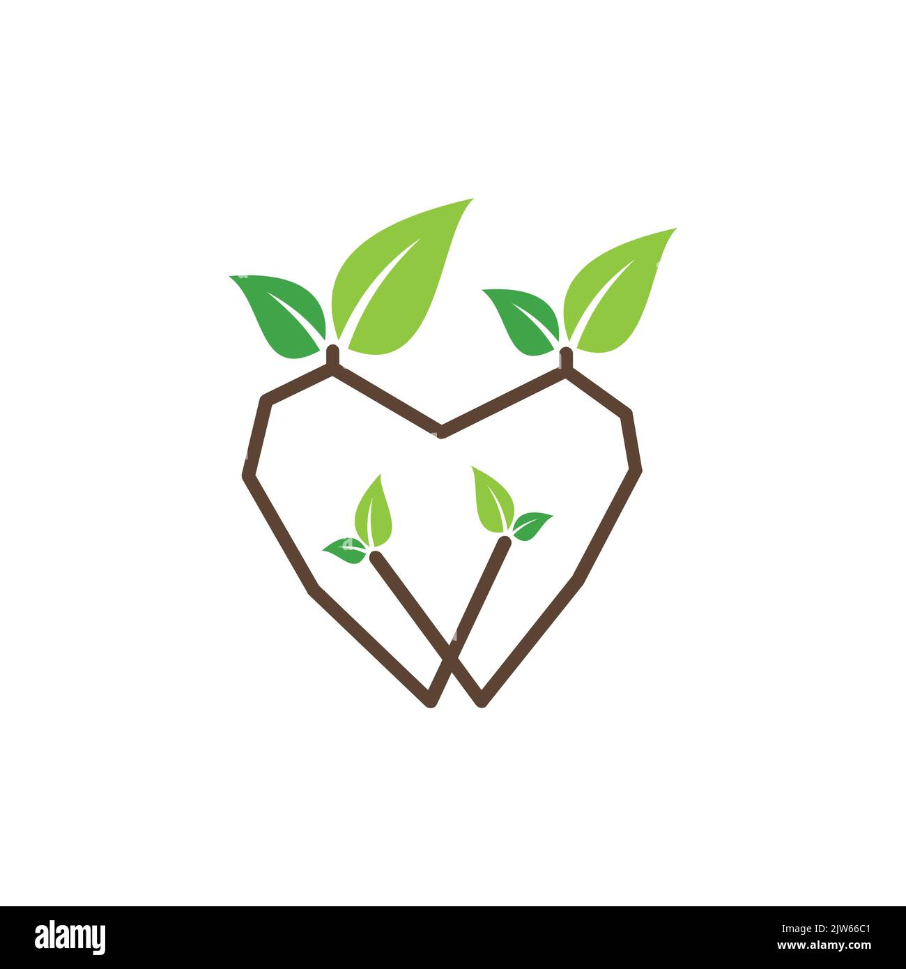 amore natura piantagione logo icona grafica vettoriale design Illustrazione Vettoriale