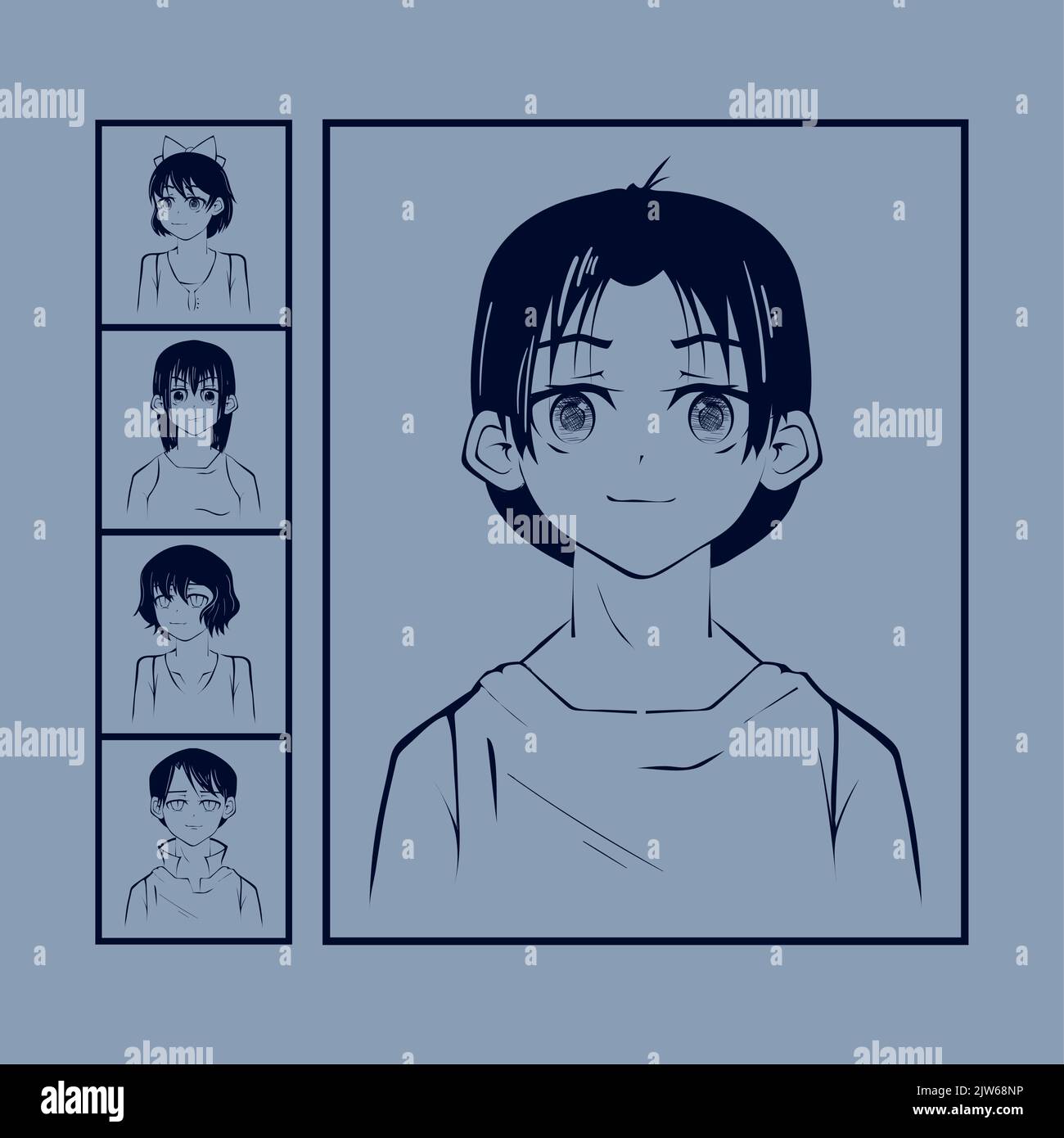 set di personaggi anime Illustrazione Vettoriale