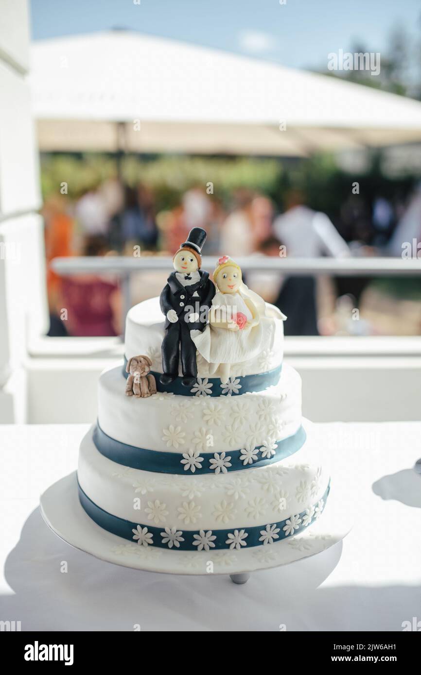 Bella torta di nozze di close-up Foto Stock