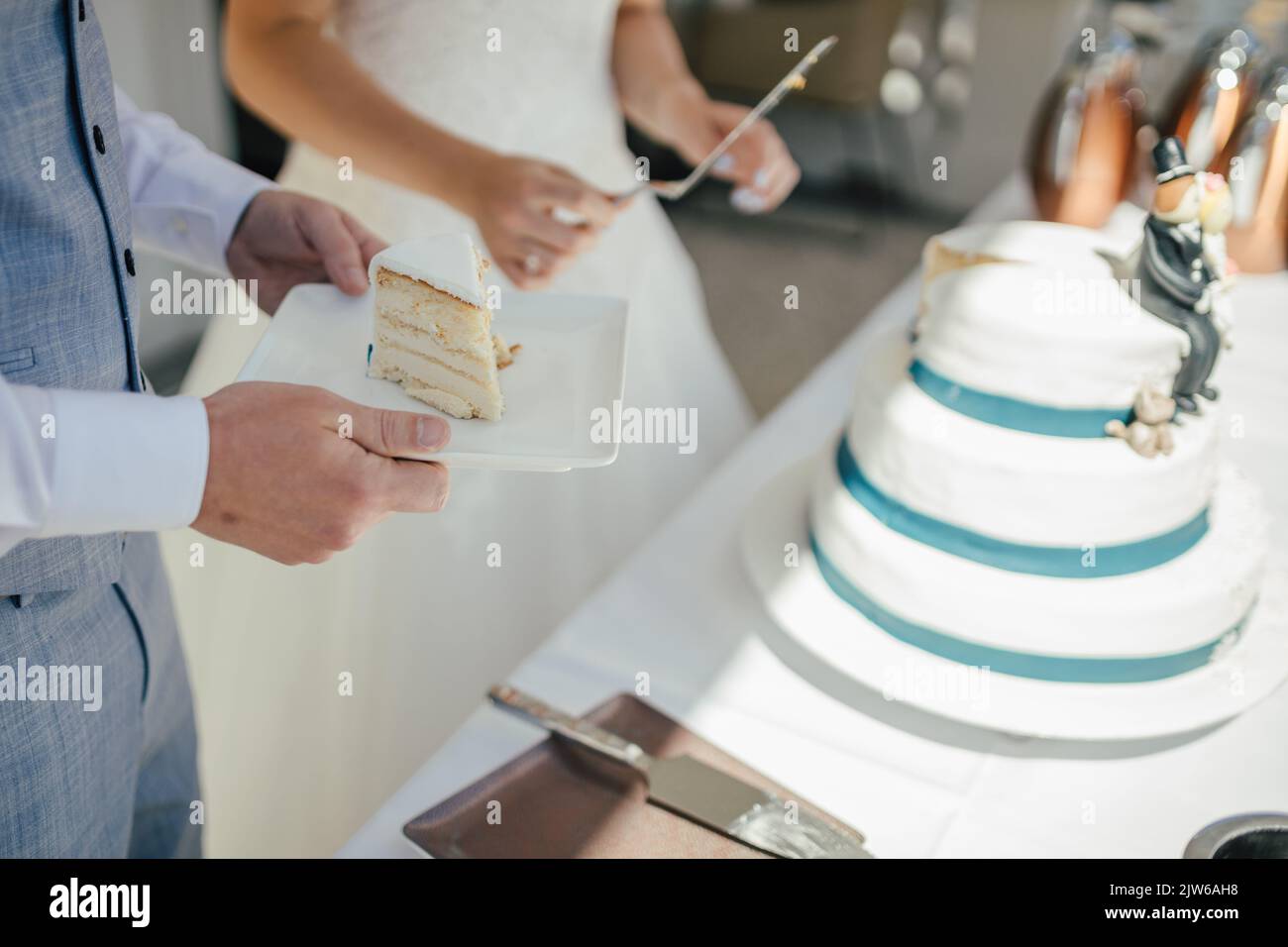 Bella torta di nozze di close-up Foto Stock