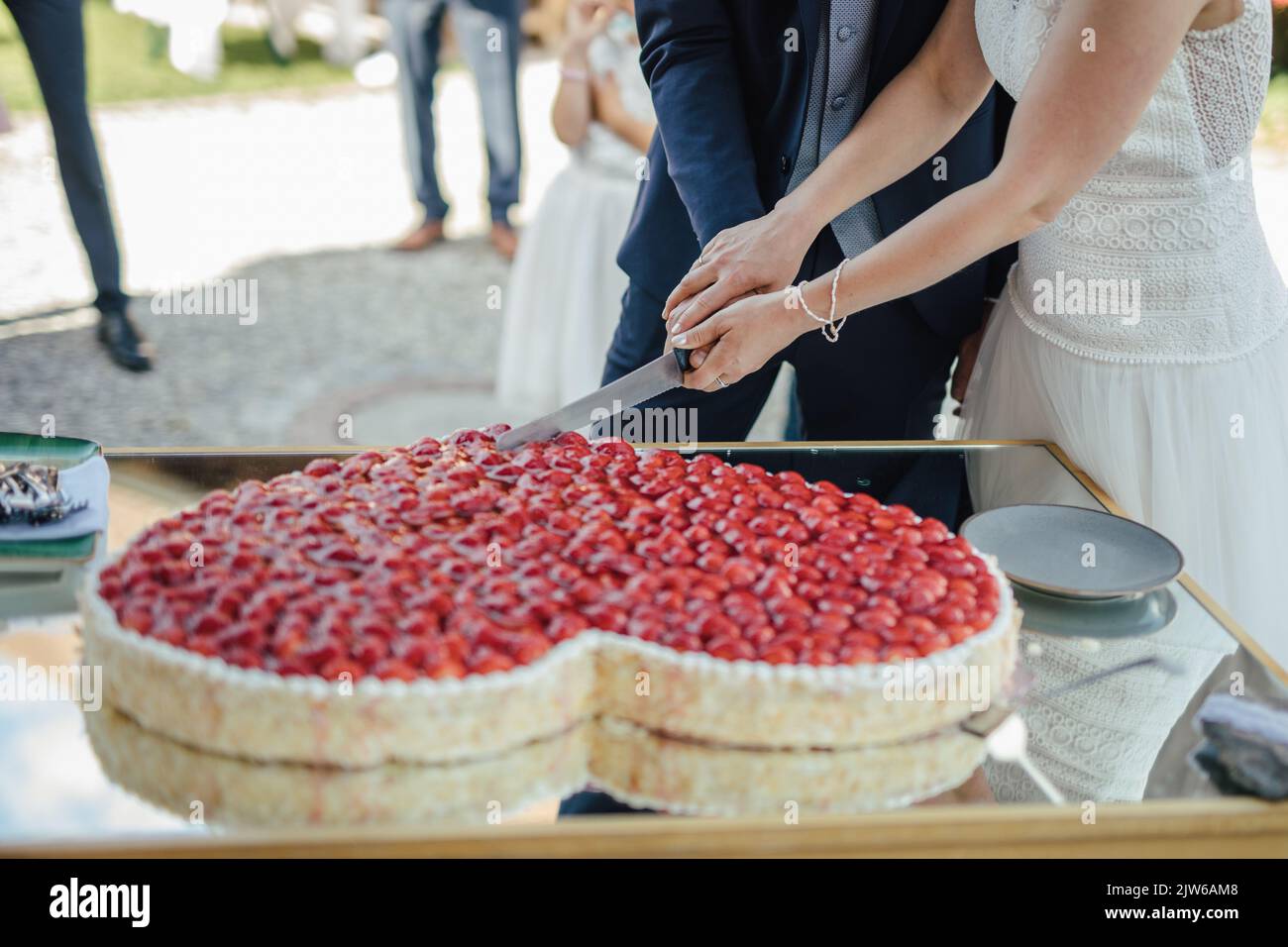 Bella torta di nozze di close-up Foto Stock
